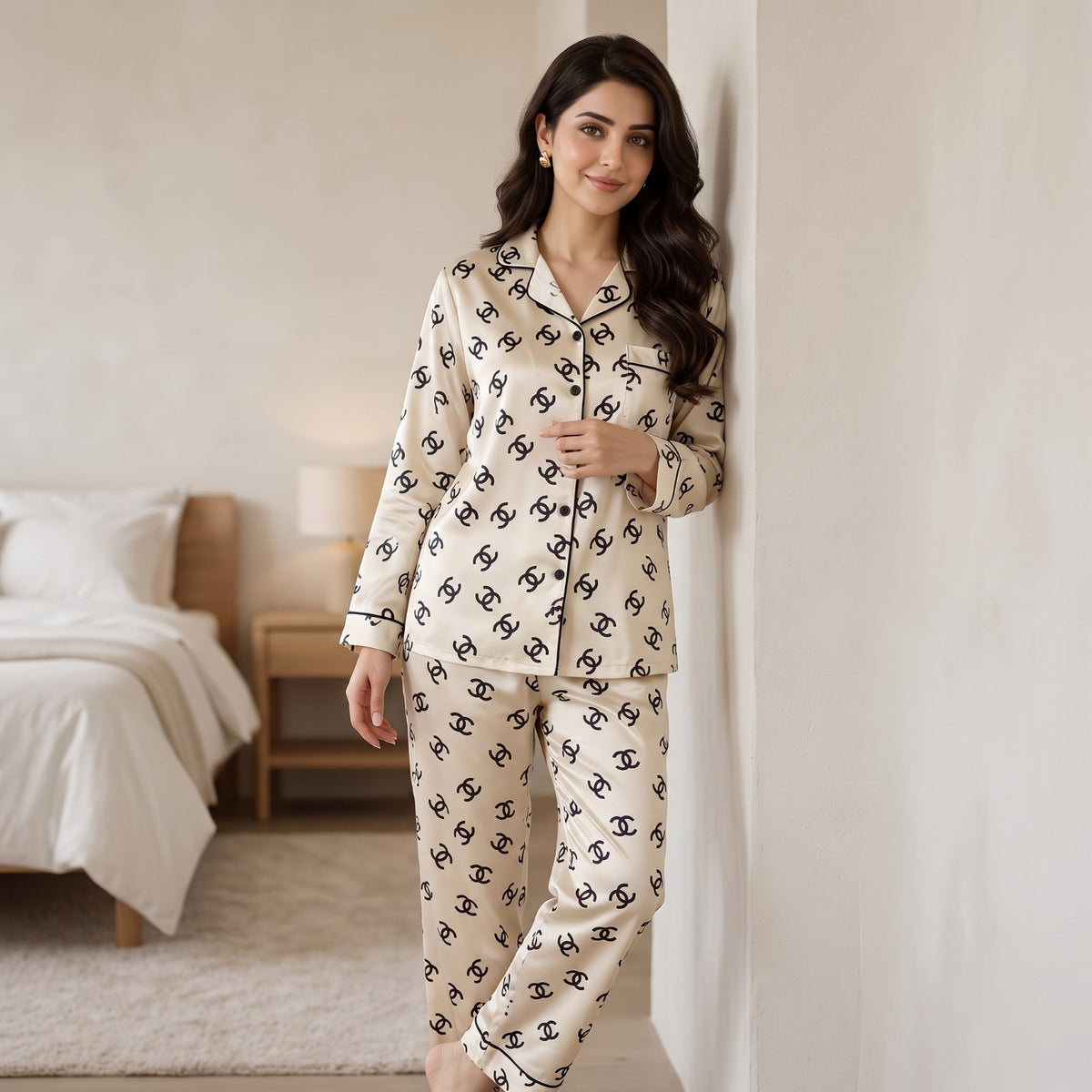 Fancy Silk Pajama Set - Skin