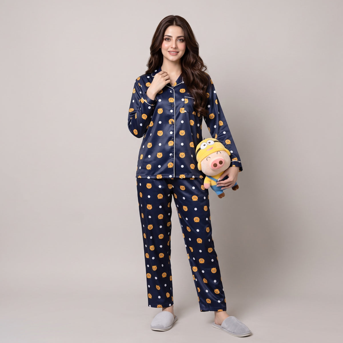 Comfortable Cotton Pajama Set - Dark Blue