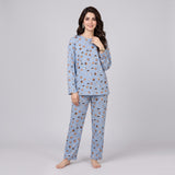 Comfortable Cotton Pajama Set - Gray Marshmallow Print