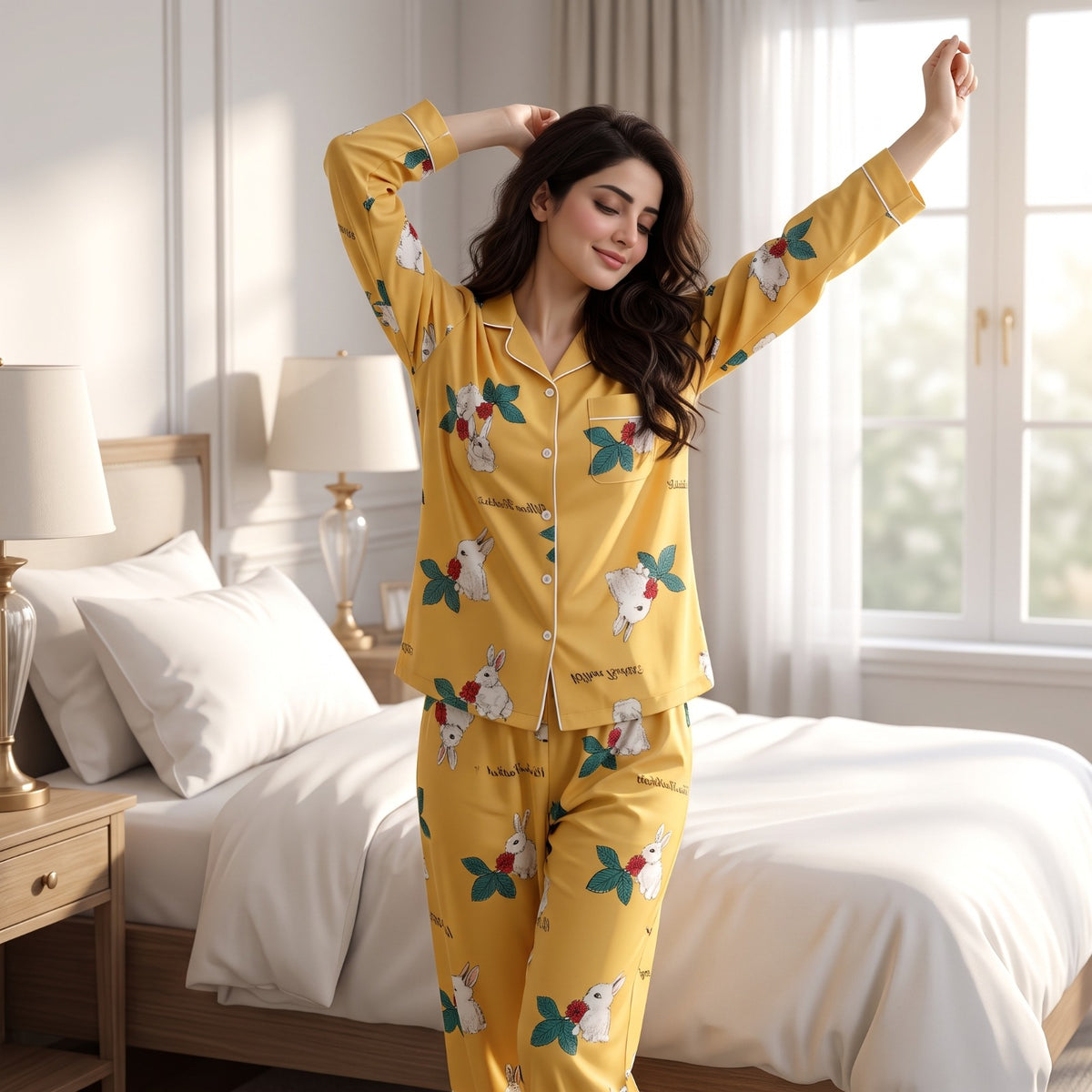 Floral Ladies Pajama Set - Moon Rabbit