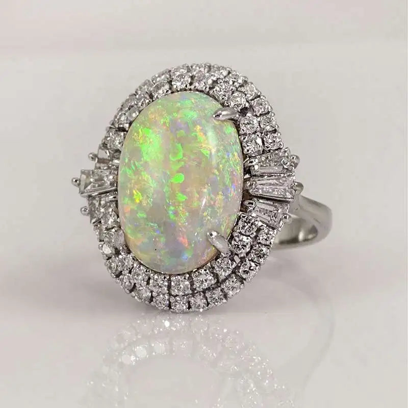 White Fire Zircon Stone Brass Ring