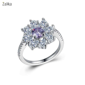 Eight-petal Amethyst Ring