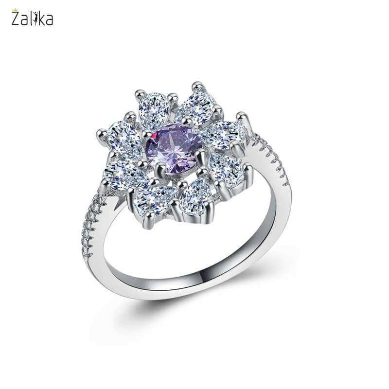 Eight-petal Amethyst Ring