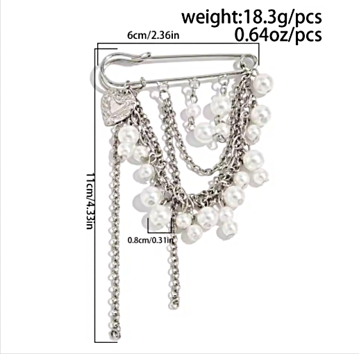 Elegant Imitation Pearl Tassel Brooch