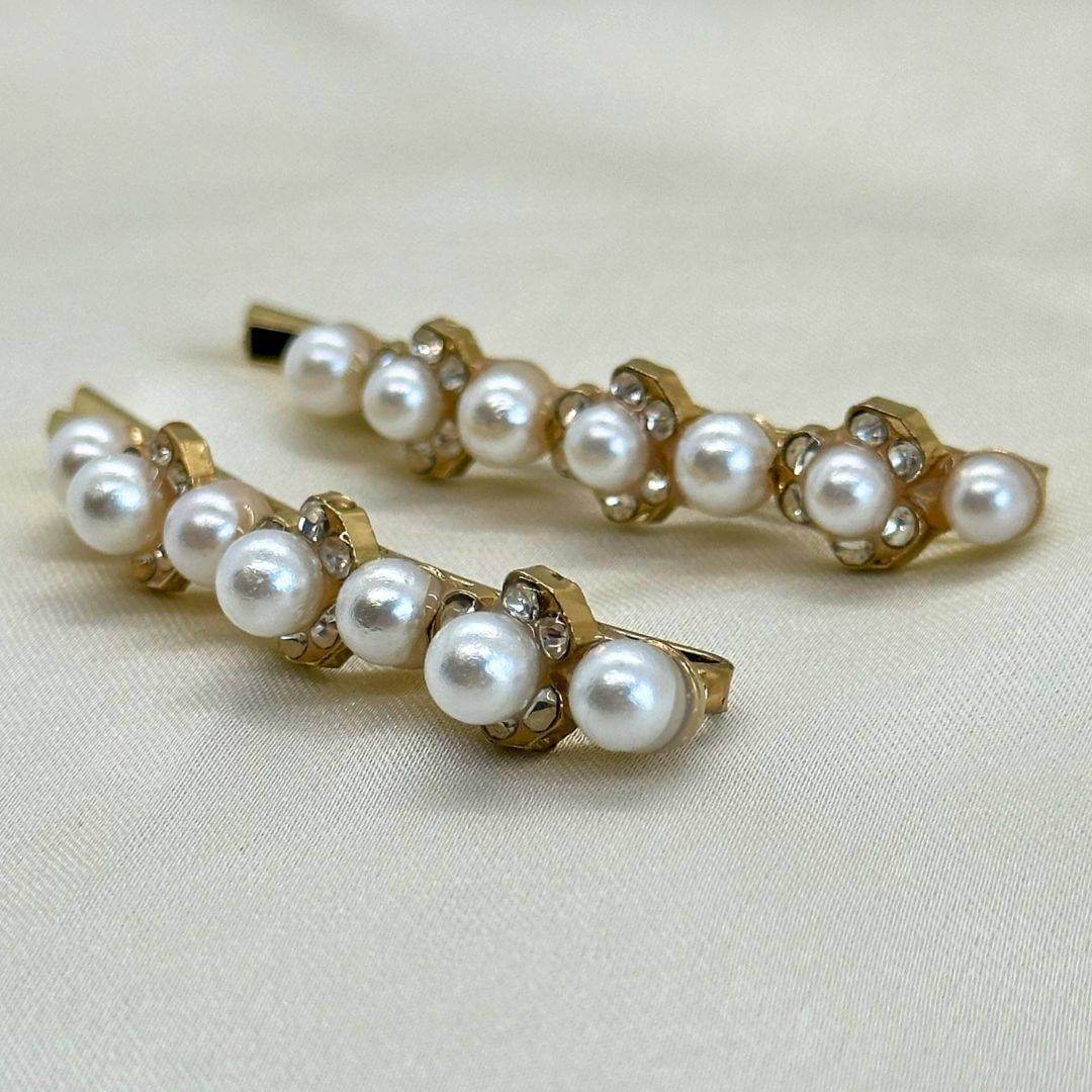 Embedded Pearl Gold Hair Pin