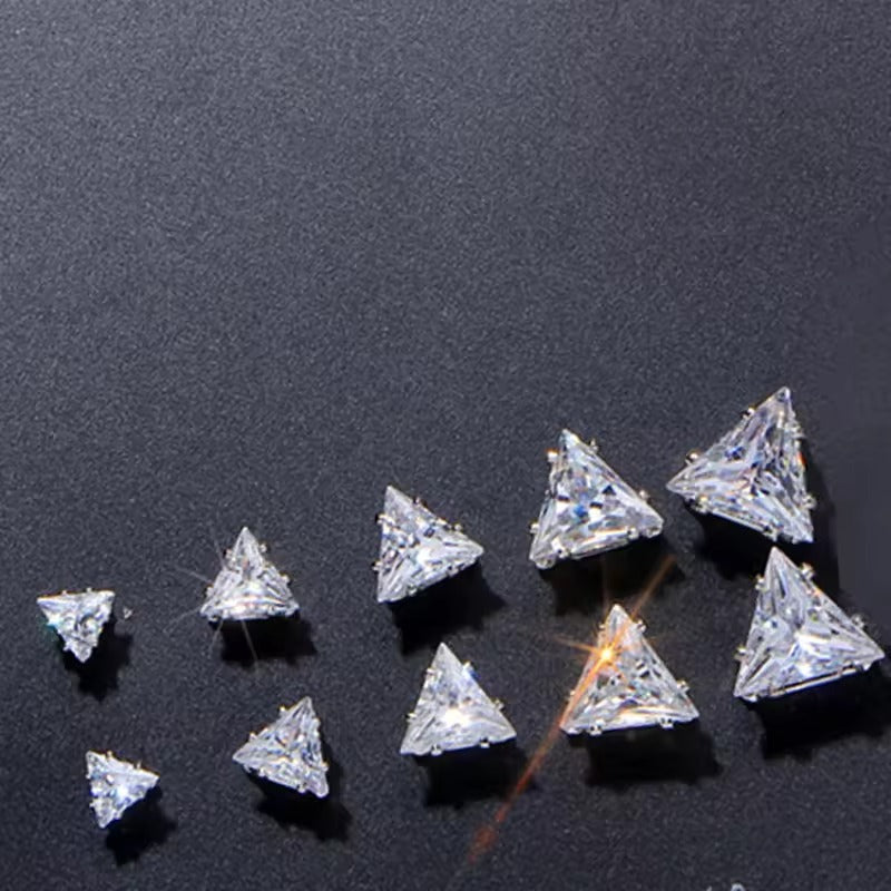 AAA Cubic Zirconia Triangle Stud Earrings