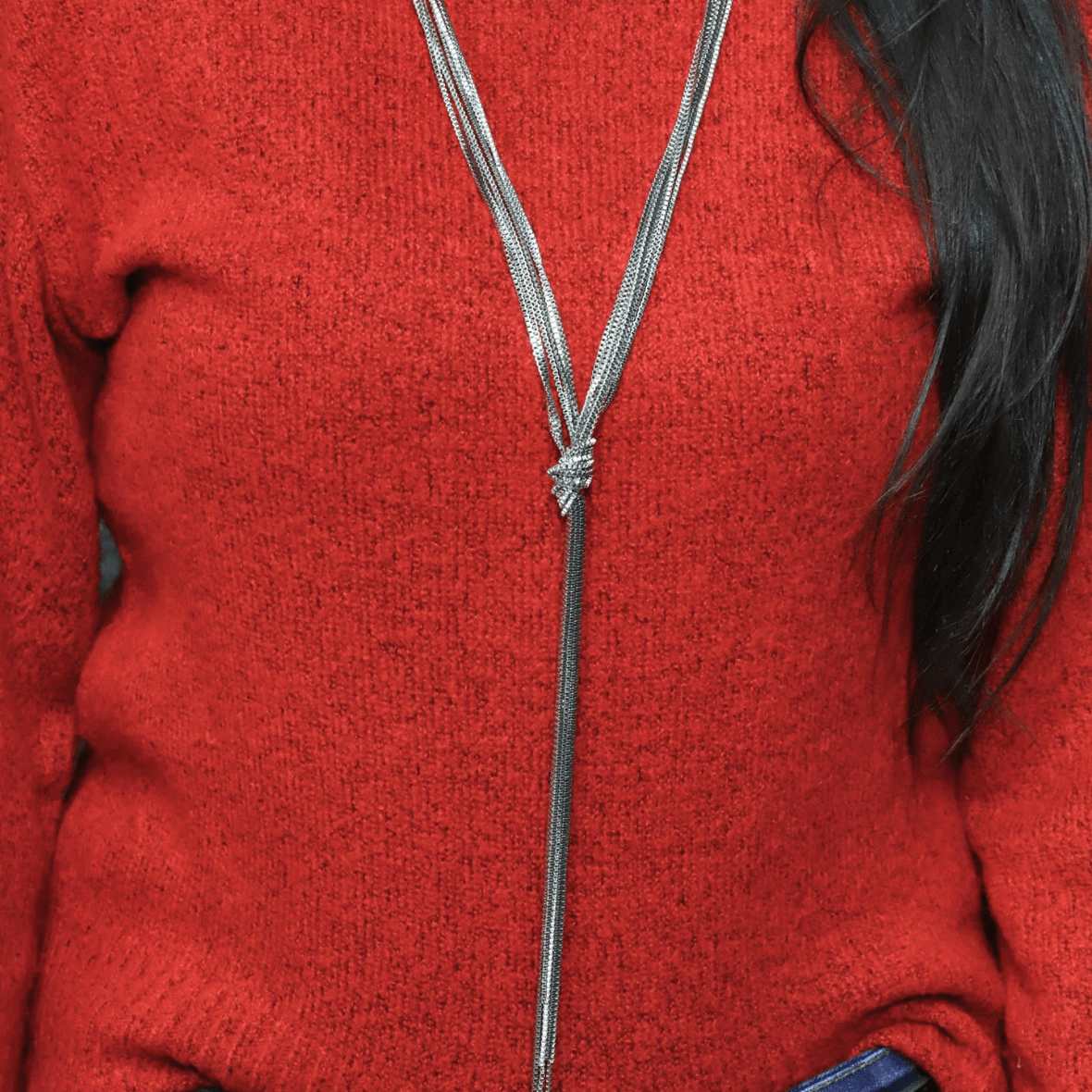 Bone Chain Pulling Long Tassel Necklace