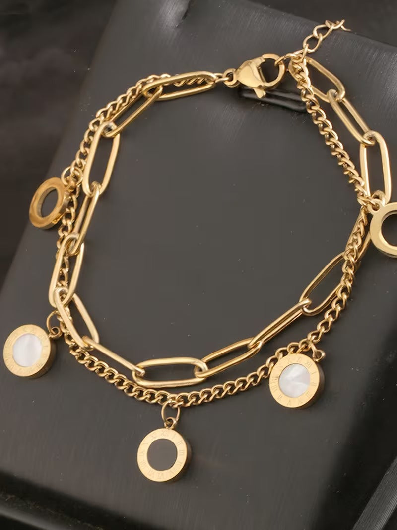 Round shape two layers stainless steel bracelet