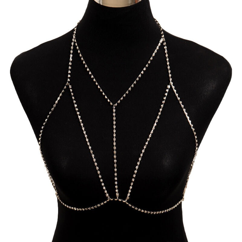 Multilayer Crystal Necklace Body Bra Chain