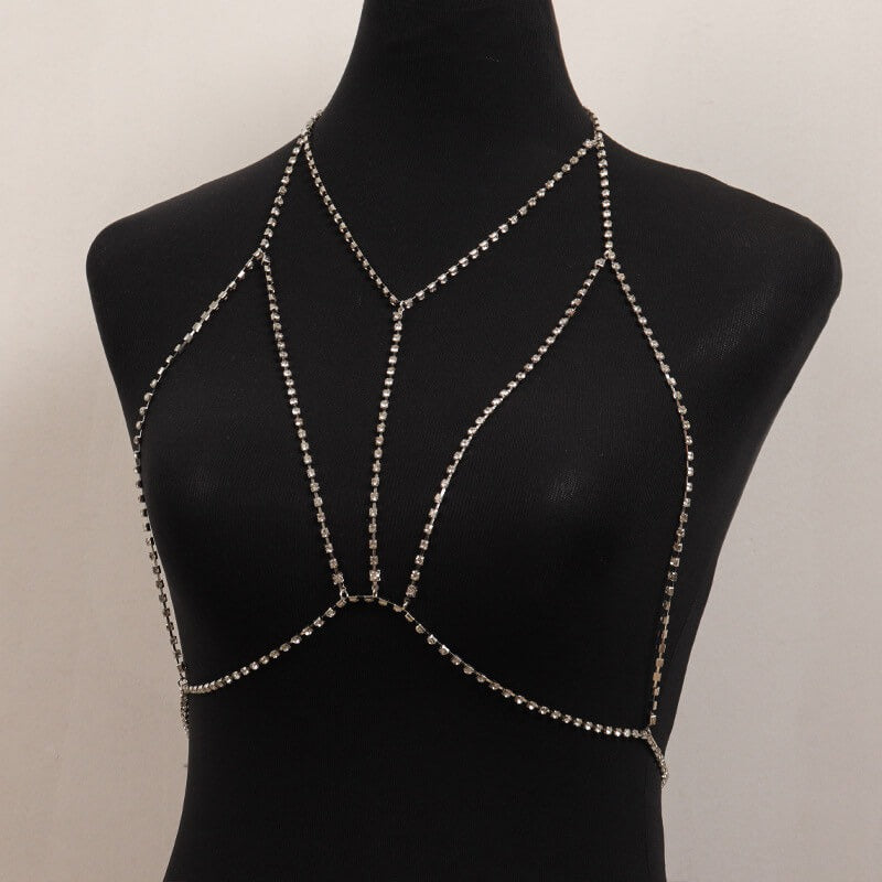 Multilayer Crystal Necklace Body Bra Chain