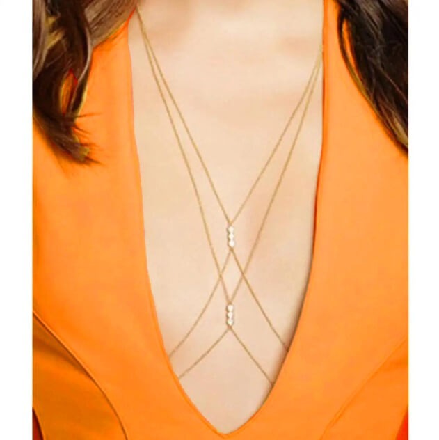 18k Gold Plated Rhinestone Bra Body Chain