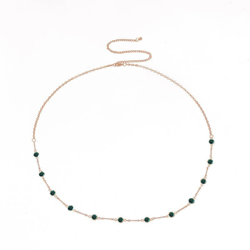 14K Gold Plated Emerald Round Belly Chain