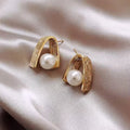 Golden Arc Pearl Earrings