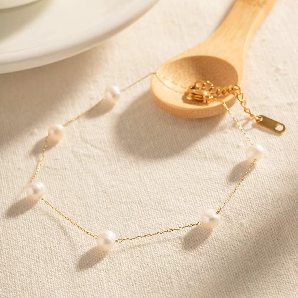 Beaded Pearl Chain Anklet