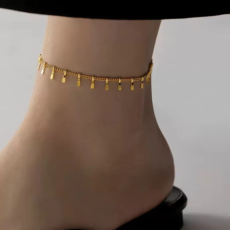 Chic Modern Women Gold-Plated Beaded Anklet