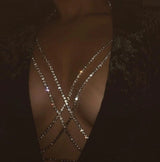New Ladies Sexy Multilayer Rhinestone Cross Body Chain