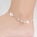 Silver Plated Heart-shaped Simple Star Anklet