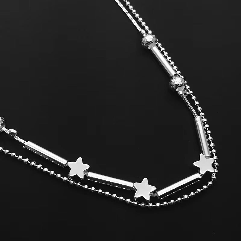 Silver Plated Heart-shaped Simple Star Anklet