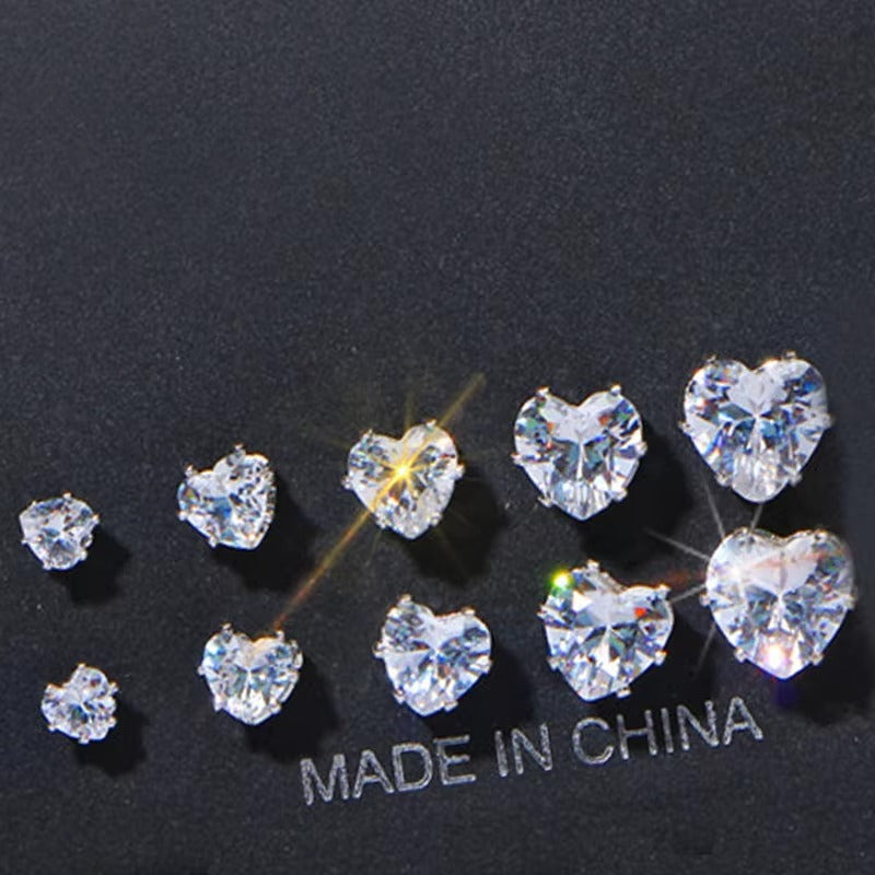 AAA Cubic Zirconia Heart Stud Earrings