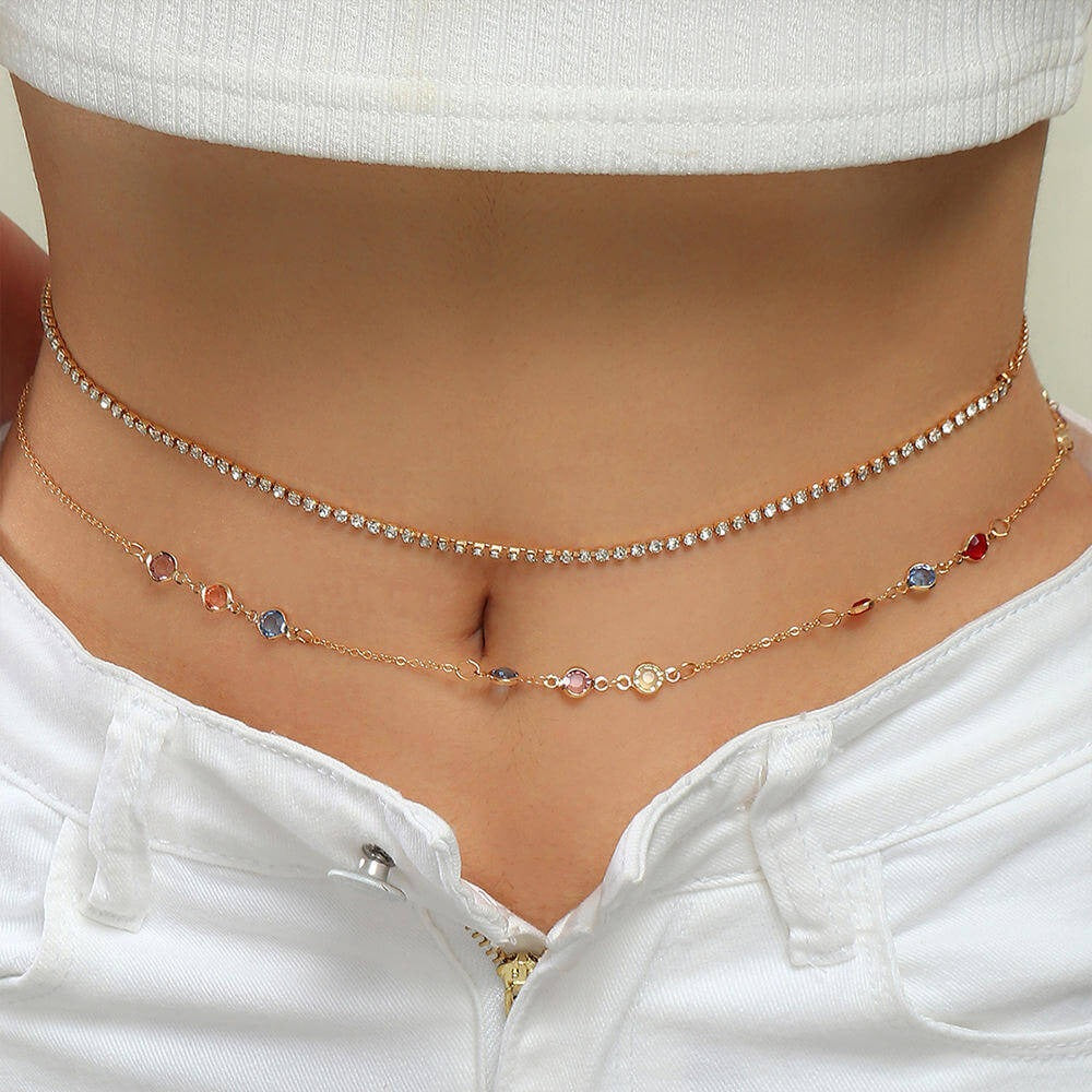 Sexy Double Layer Rhinestone Belly Chain