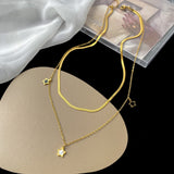 Double Layer Stainless Steel Star Necklace