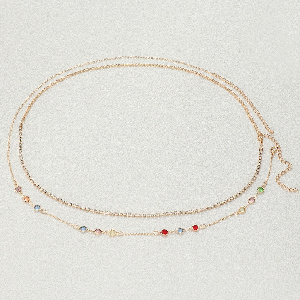 Sexy Double Layer Rhinestone Belly Chain