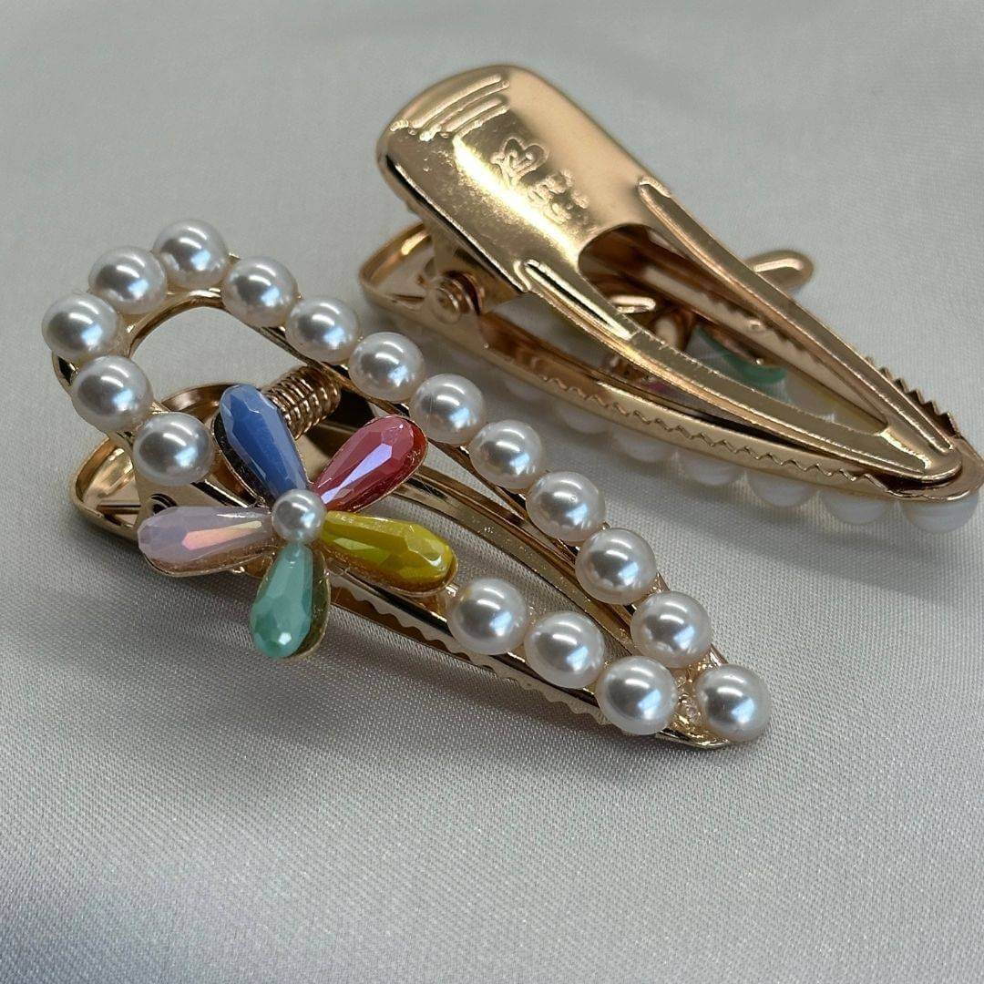 Multicolor Flower Hair Pin Pack of 2