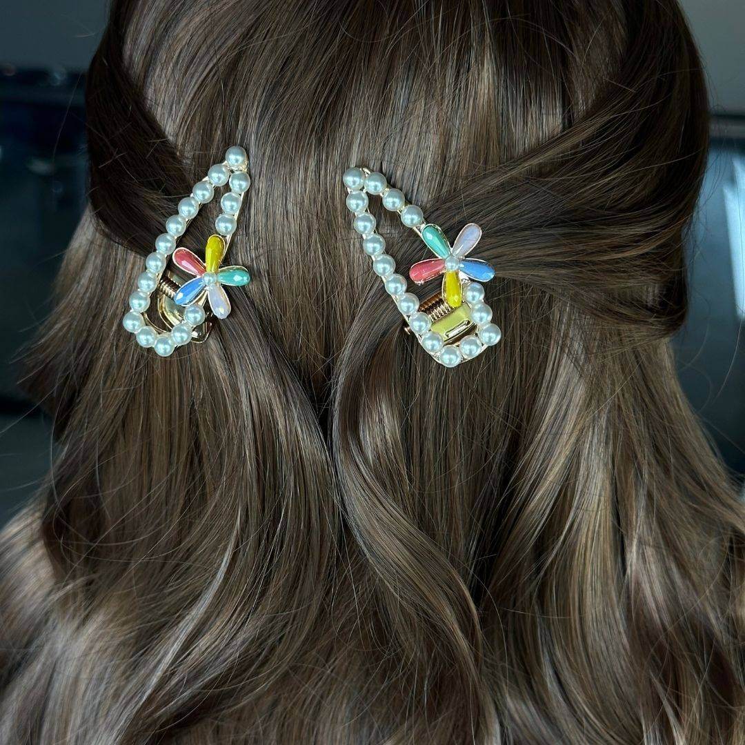 Multicolor Flower Hair Pin Pack of 2