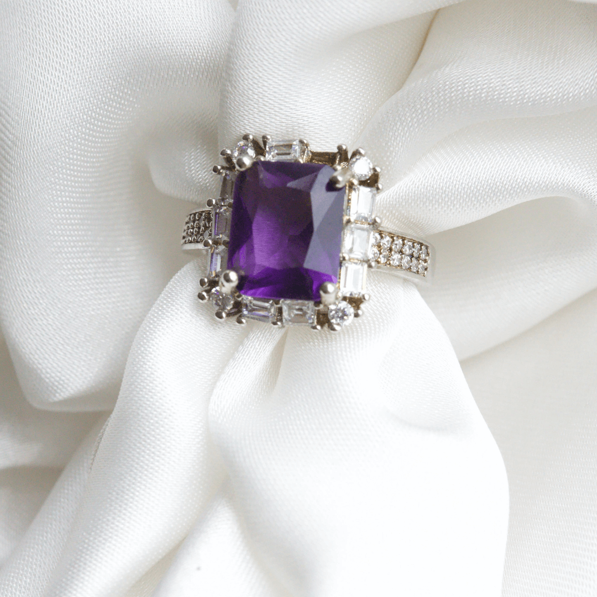 Cubic Zirconia Silver Plated Ring