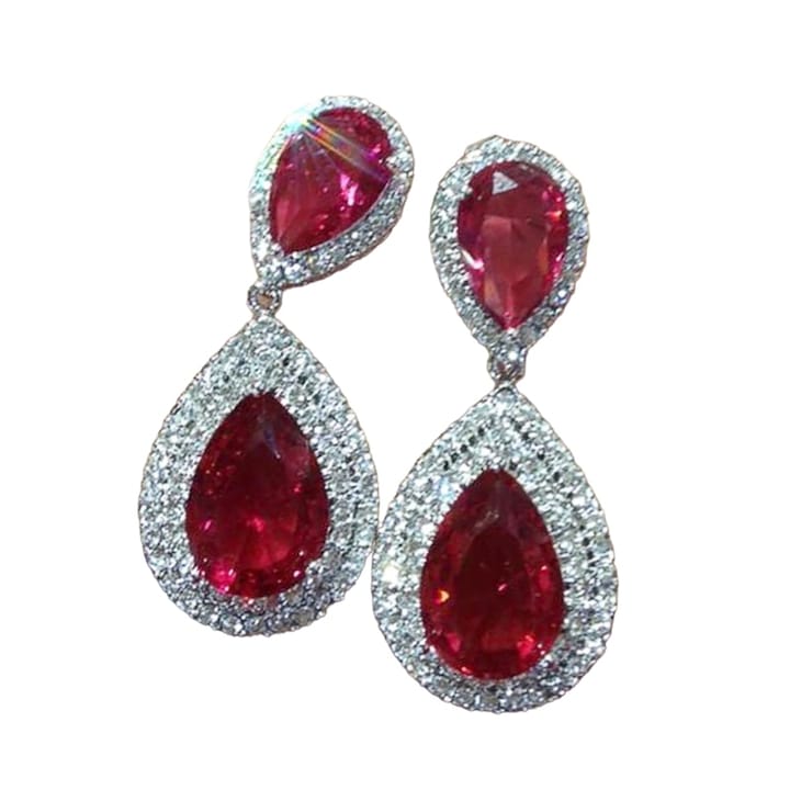 Ruby Crystal Pear Earring