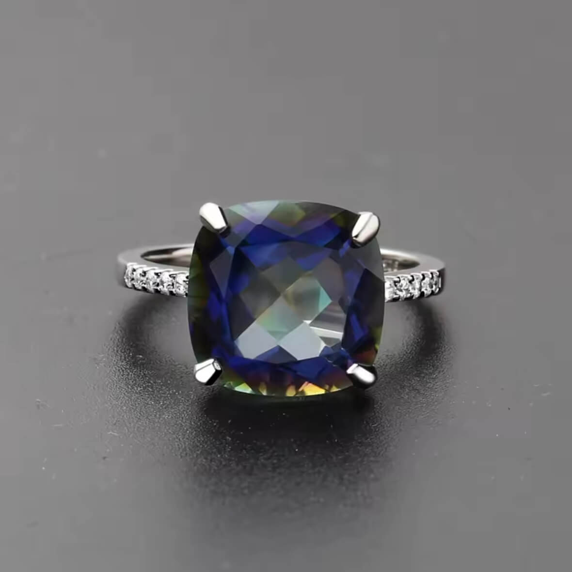 Multi Color Square Inlaid Stone Ring