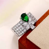 Pear Cut Green Stone Ring