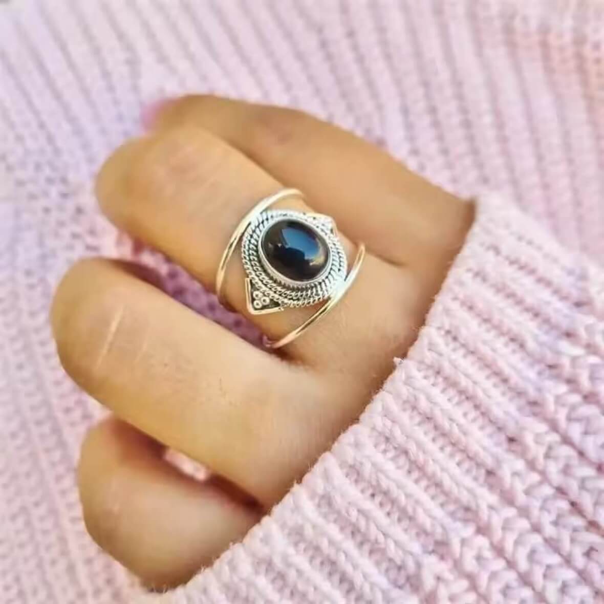 Transparent Oval Moonstone Ring