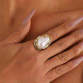 Moonlit Love Oval Pearl Ring
