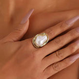 Moonlit Love Oval Pearl Ring