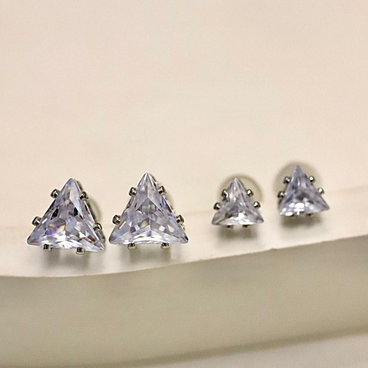 AAA Cubic Zirconia Triangle Stud Earrings