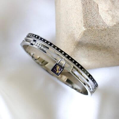 Stainless Steel Cubic Zirconia Bangle