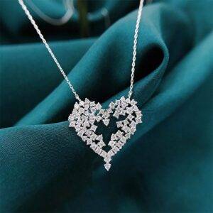 silver plated heart shaped necklace