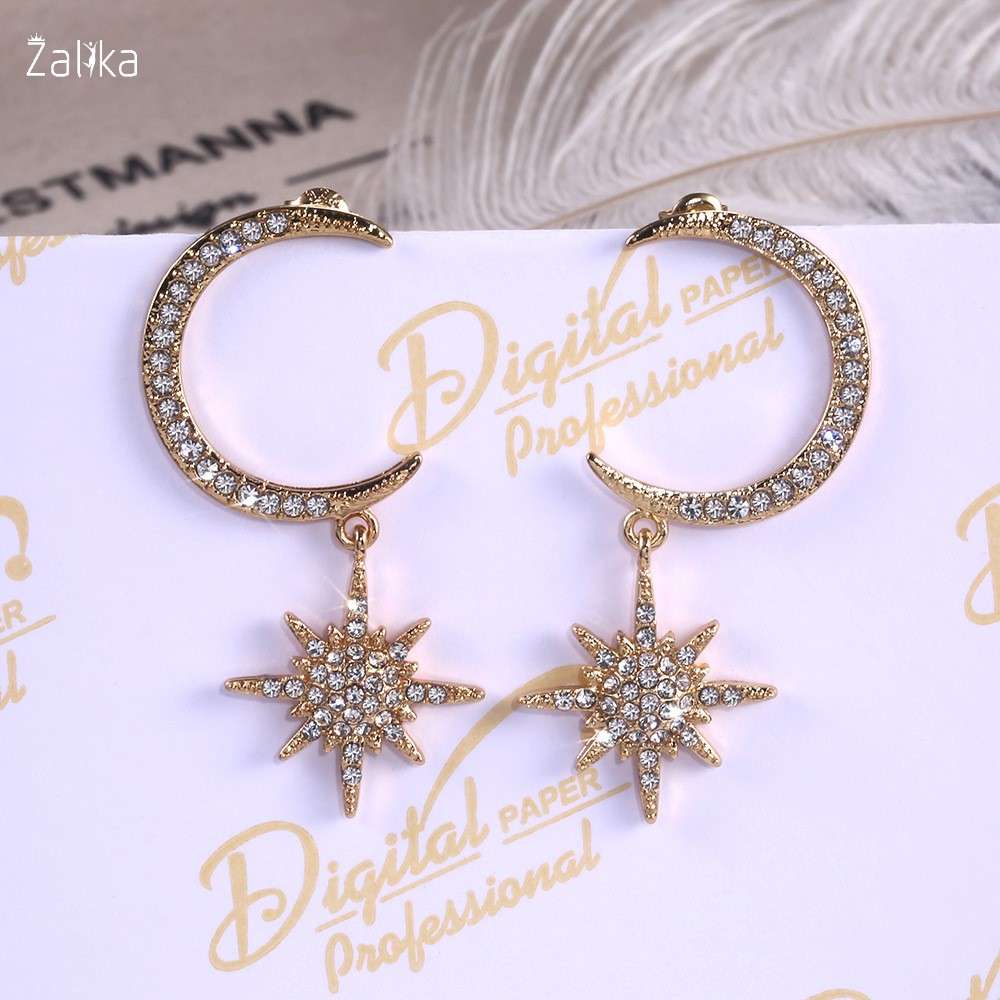 Crystal Moon Star Earrings - Zalika Women