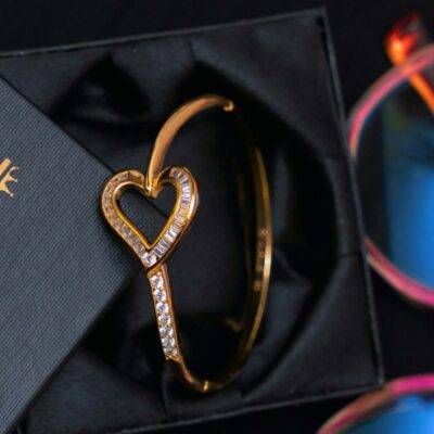 Heart Diamond Bangle 18k Gold Plated for girls