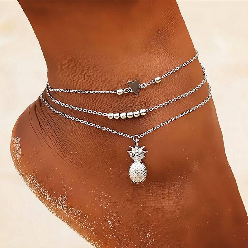Pineapple Three Chains Lady Anklets for girls