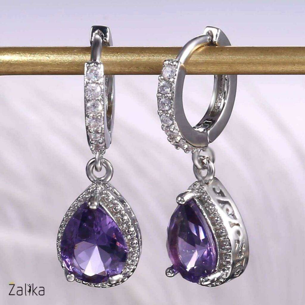 Royal Purple Water Drop Earrings - Zalika Women