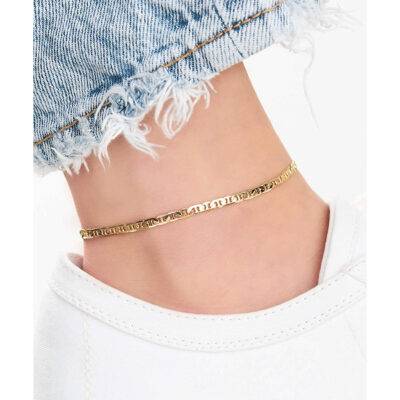 18K Gold-plated Flat Coastal Chain Anklet for Girls