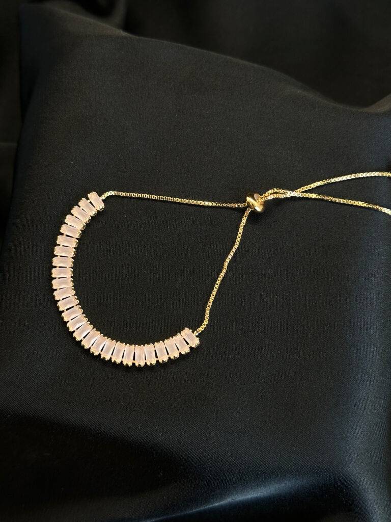 pink gemstone 18k Gold Plated Bracelet