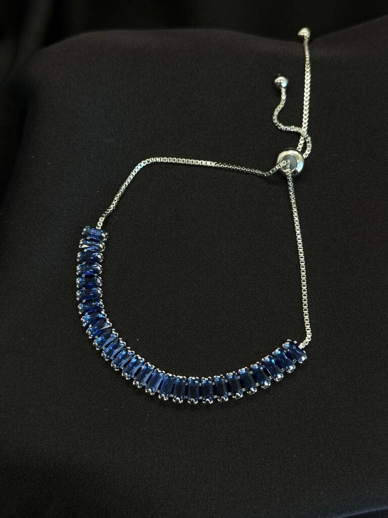 Blue Gem Silver Plated Bracelet for Girls