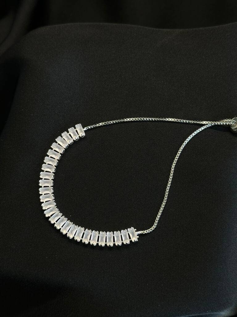 White Gem Silver Plated Bracelet for Girls