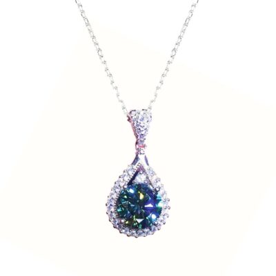CAOSHI Silver Plated Green Cubic Zirconia Necklace for Girls