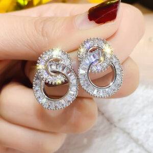 silver plated Zircon Earrings for girls