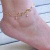 Gold Coating Double Layer Link Chain Pearls Anklets Zalika Women
