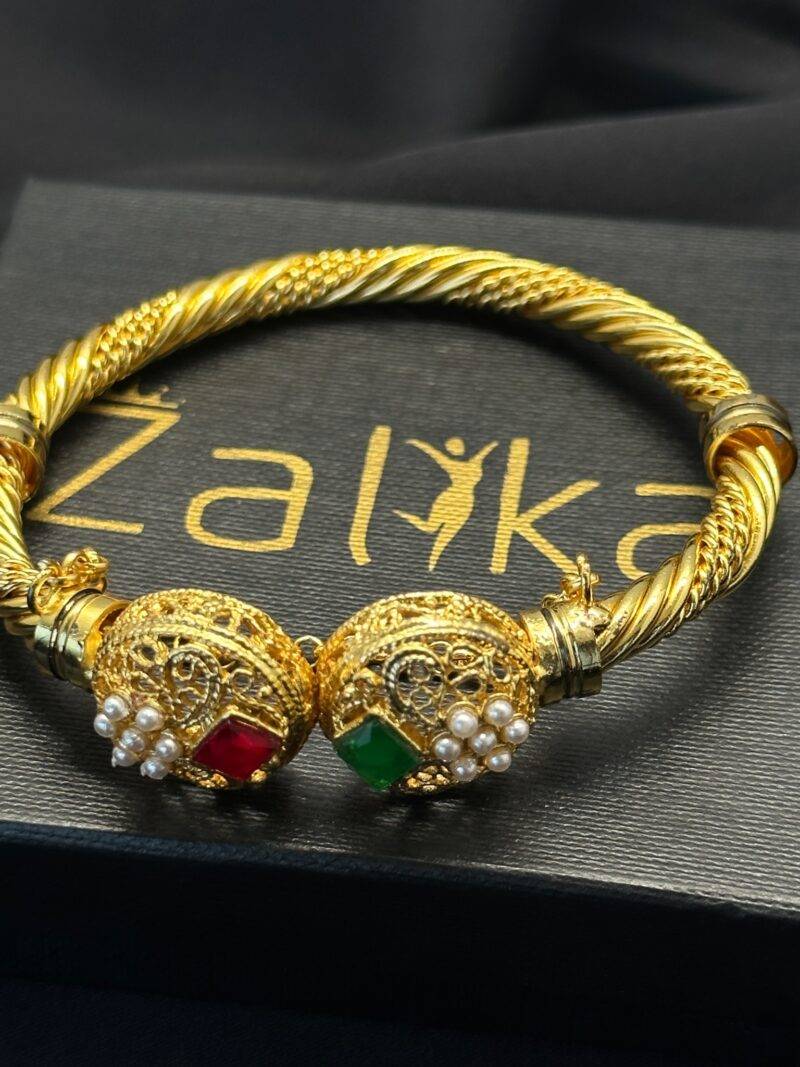 18k Gold Plated Red And Green Traditional Handicraft Bangle